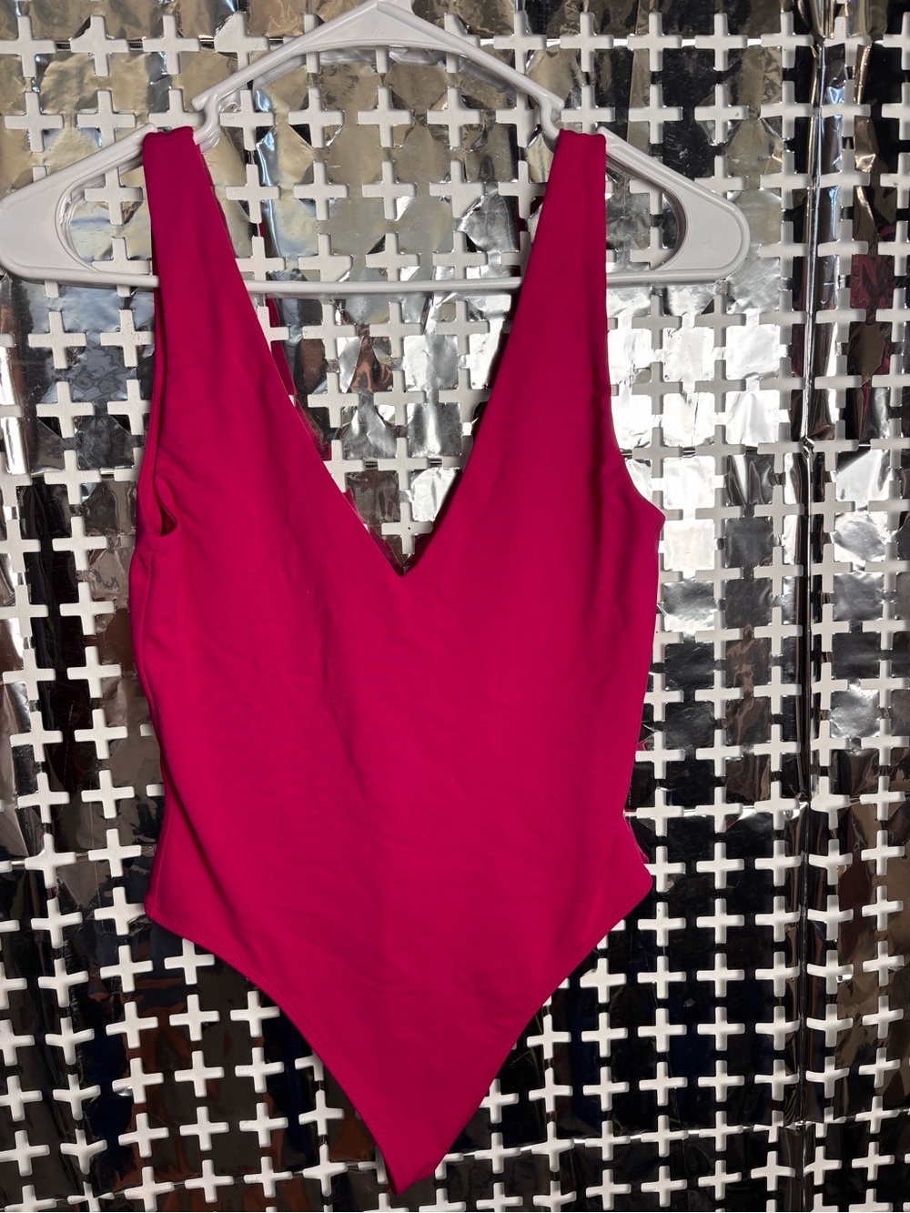 Babaton Magenta V-Neck Tank One-Piece